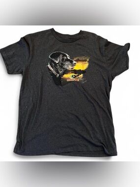 Mossy Oak Black Dog Profile Graphic Tee with Yellow Sunset
